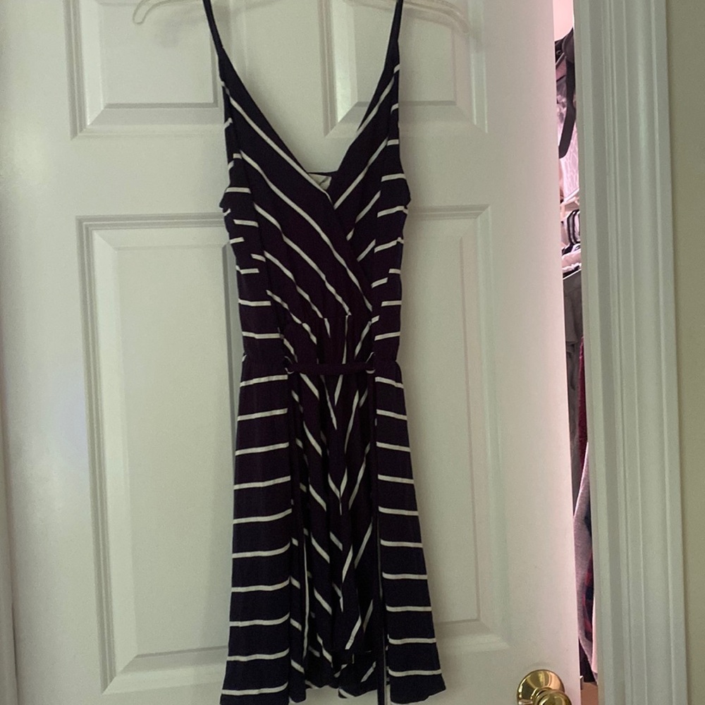 Blue and white medium midi dress